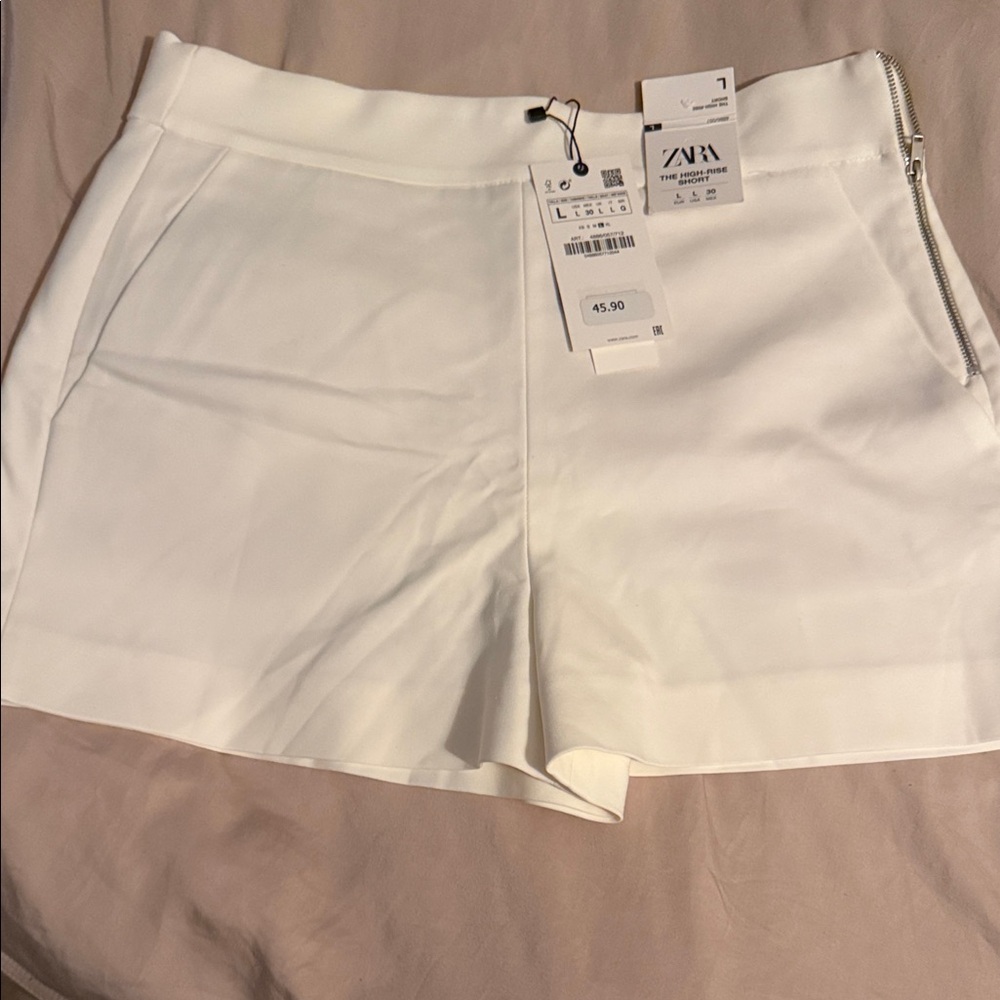 Zara Women's High Waist White Shorts